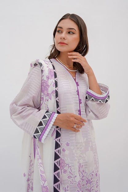 Shirt Dupatta - Lilac Purple - Lawn By Zellbury