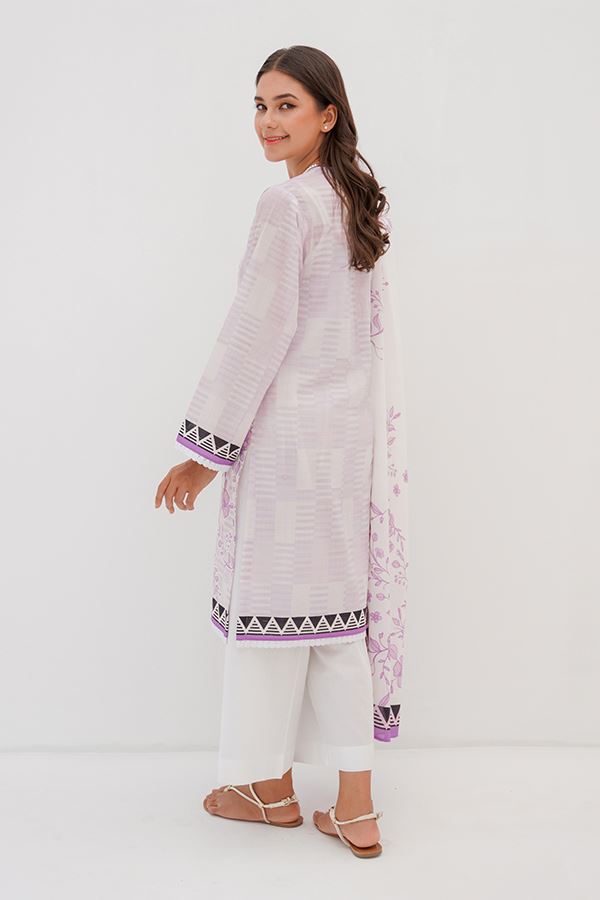 Shirt Dupatta - Lilac Purple - Lawn By Zellbury