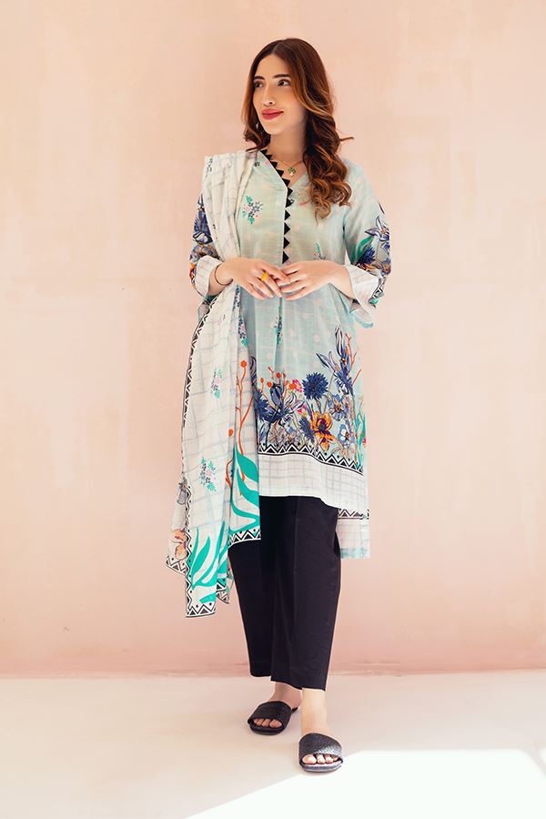 Shirt Dupatta - Ice Green - Lawn Suit