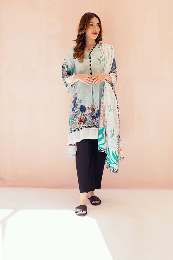 Shirt Dupatta - Ice Green - Lawn Suit