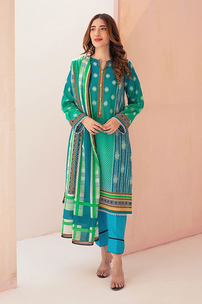 2Pcs Shirt Dupatta - Surfi Green - Lawn Suit By Zellbury