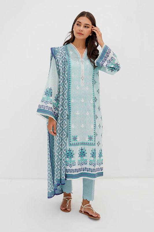 Embroidered 3pcs - Mist Blue - Lawn Suit-Zellbury