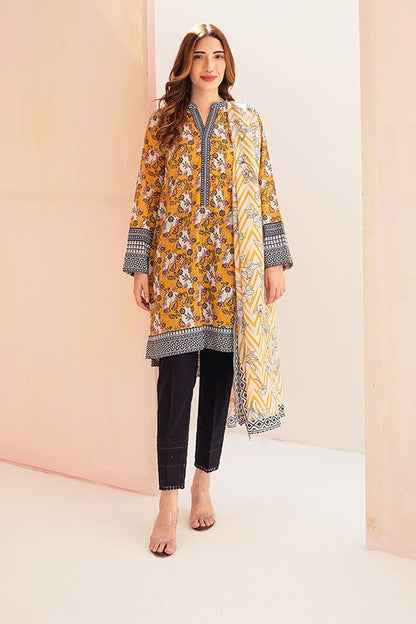 Shirt Dupatta - Crimson Mustard - Lawn Suit By Zellbury