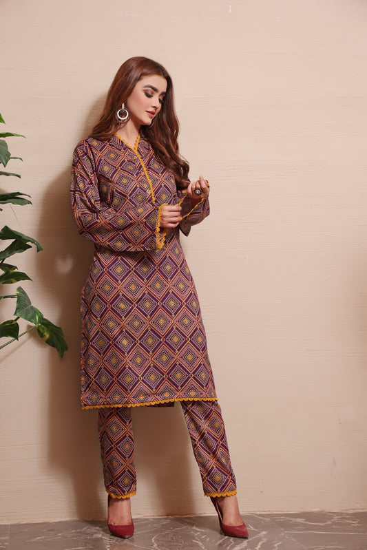 Multi 2 piece lawn dress-Zainab Fazlani